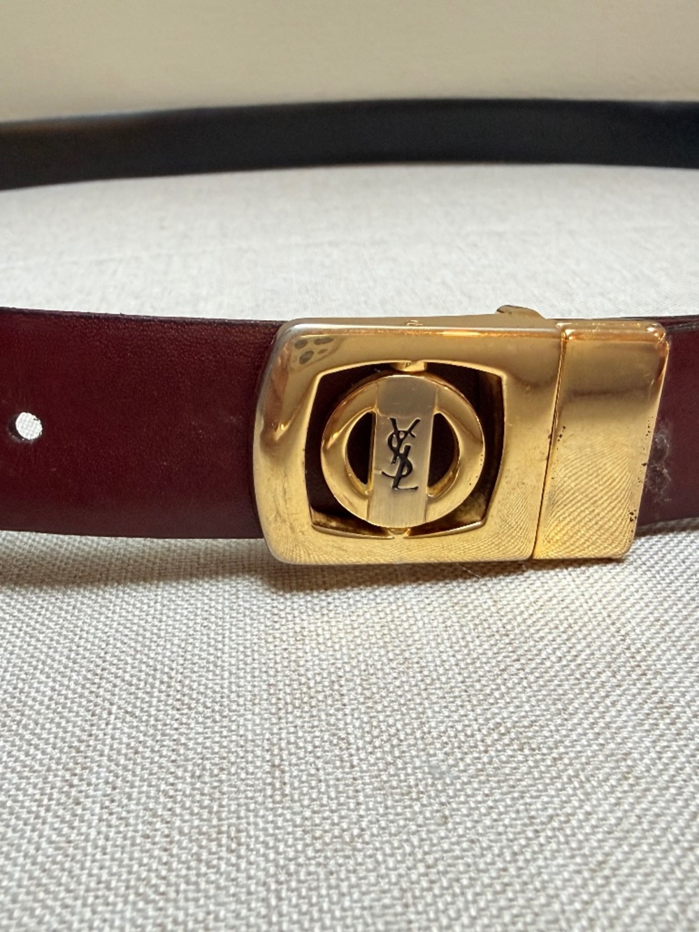 Vintage Yves Saint Laurent YSL Reversible Belt Fits 44” to 47”